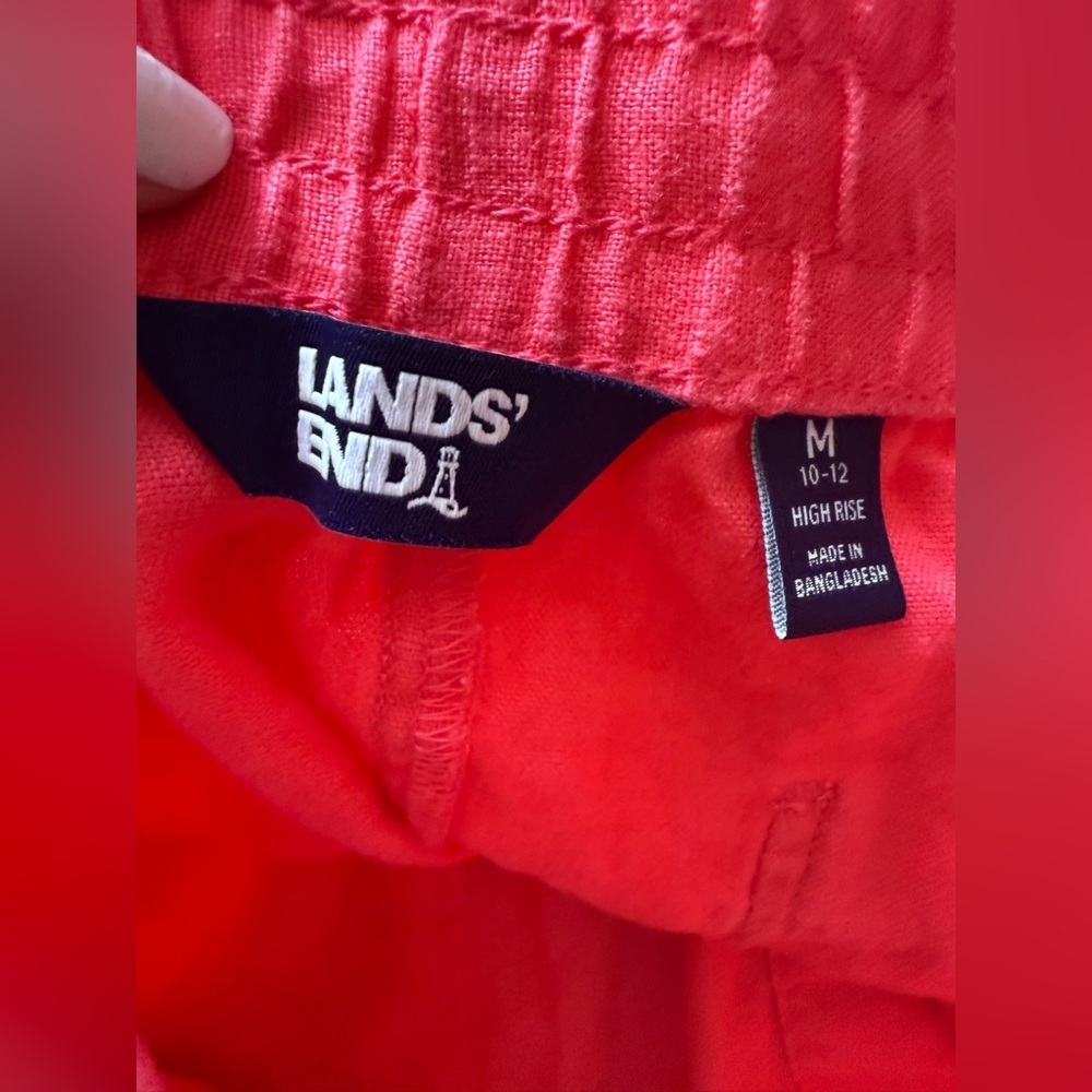 Lands and Hot Pink 2-Piece Shorts M 10-12 Set long sleeve shirt L(14-16) Linen - Picture 9 of 16